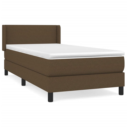 vidaXL Κρεβάτι Boxspring με Στρώμα Σκούρο Καφέ 80x200 εκ. Υφασμάτινο