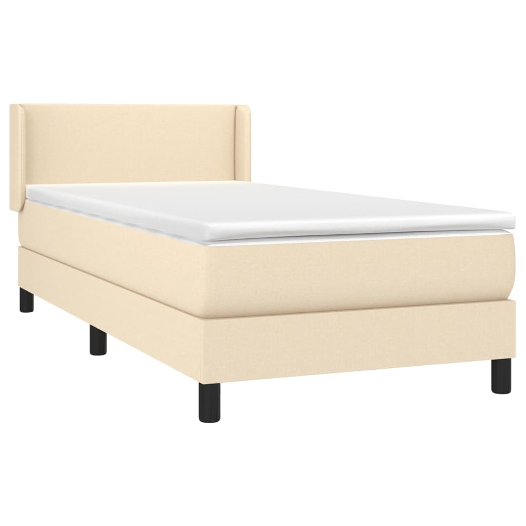 vidaXL Κρεβάτι Boxspring με Στρώμα Κρεμ 80 x 200 εκ. Υφασμάτινο
