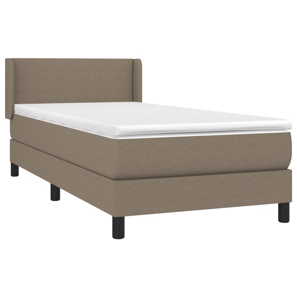 vidaXL Κρεβάτι Boxspring με Στρώμα Taupe 90x200 εκ. Υφασμάτινο