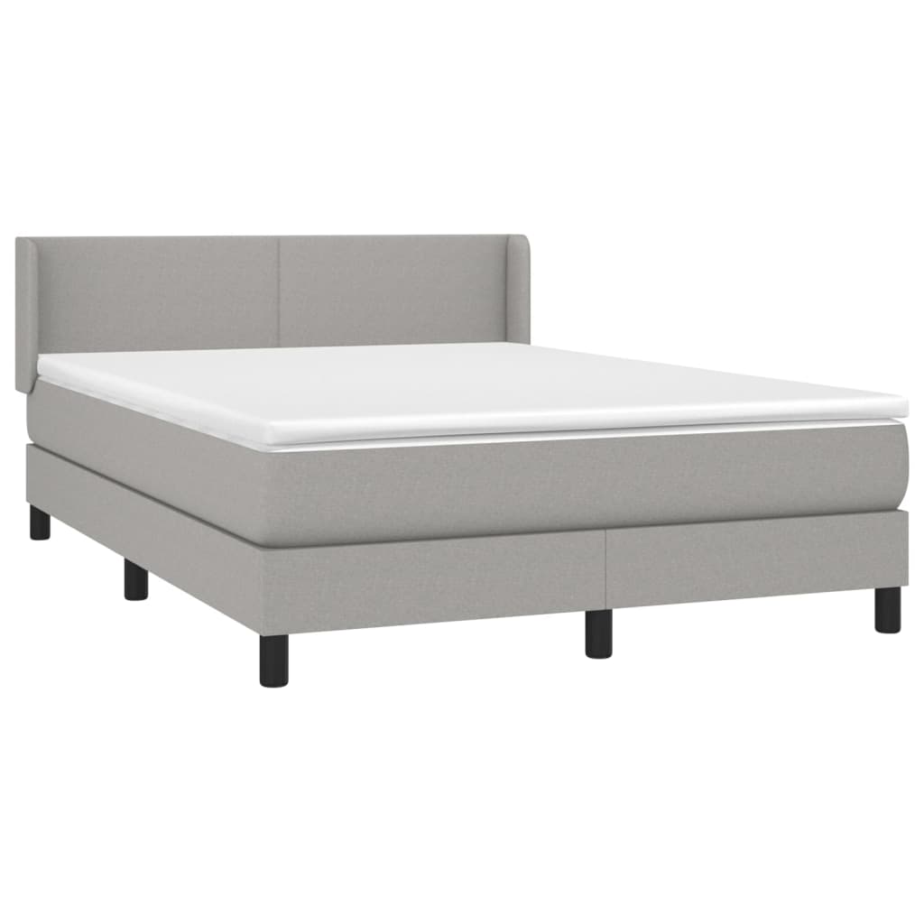 vidaXL Κρεβάτι Boxspring με Στρώμα Ανοιχτό Γκρι 140x200 εκ. Υφασμάτινο