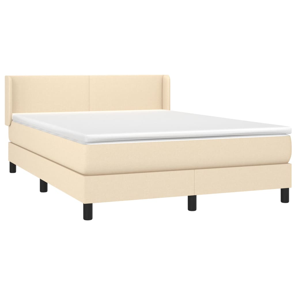 vidaXL Κρεβάτι Boxspring με Στρώμα Κρεμ 140x200 εκ. Υφασμάτινο
