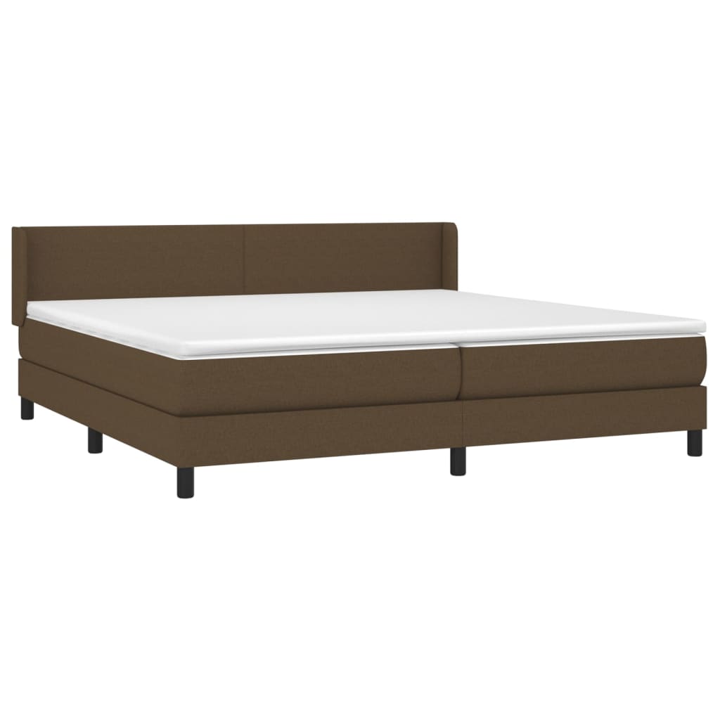 vidaXL Κρεβάτι Boxspring με Στρώμα Σκούρο Καφέ 200x200 εκ. Υφασμάτινο