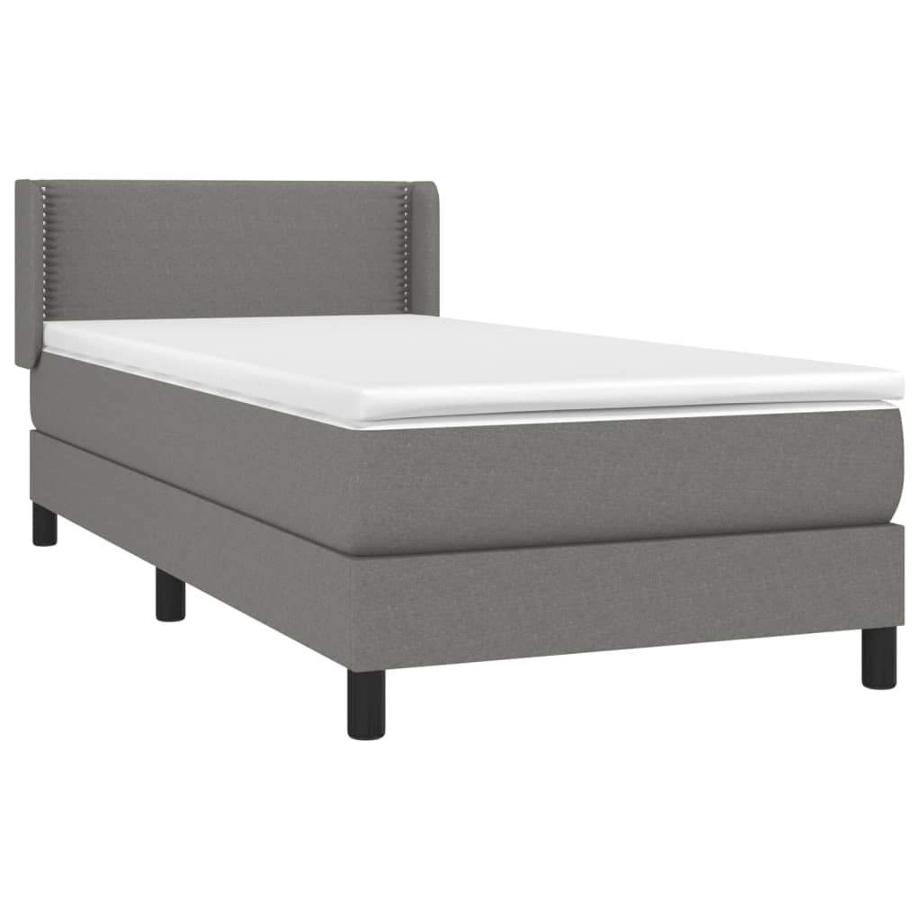 vidaXL Κρεβάτι Boxspring με Στρώμα Σκούρο Γκρι 80x200 εκ. Υφασμάτινο