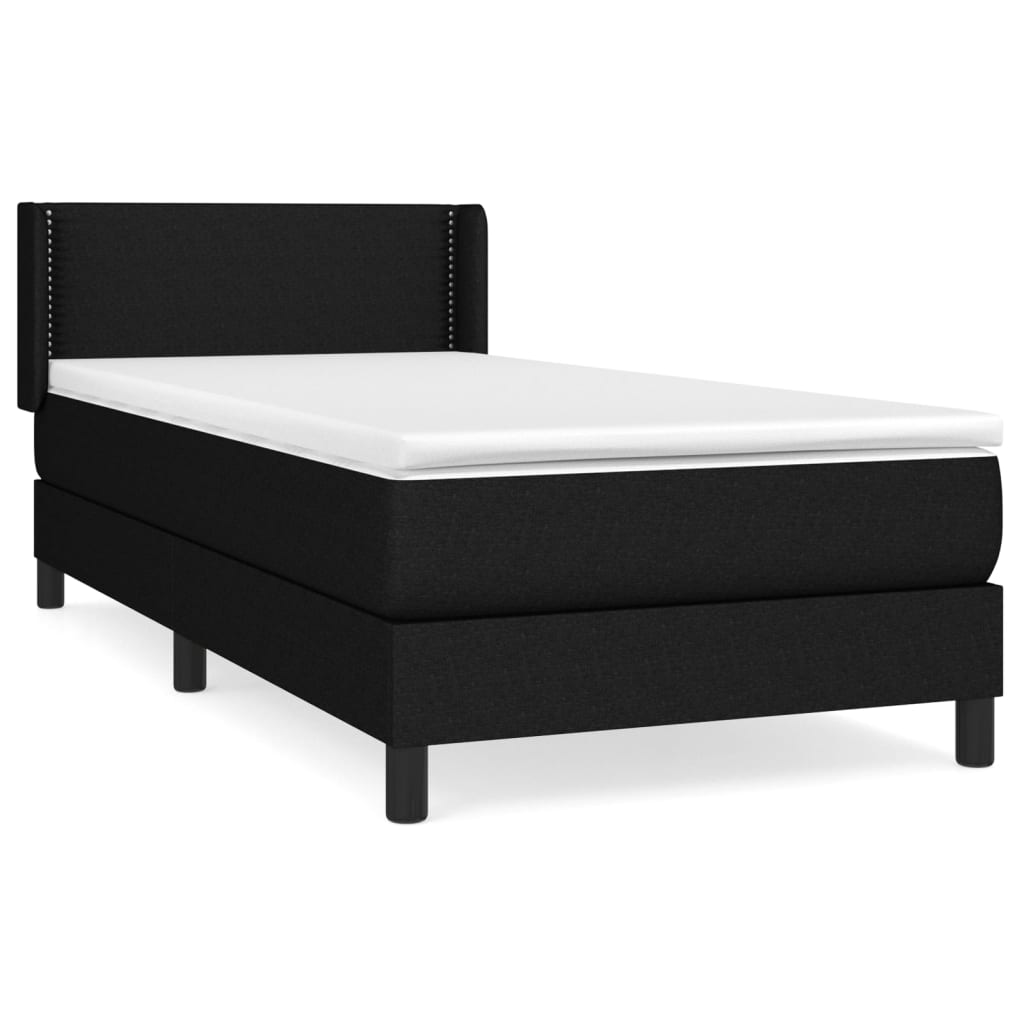 vidaXL Κρεβάτι Boxspring με Στρώμα Μαύρο 100 x 200 εκ. Υφασμάτινο