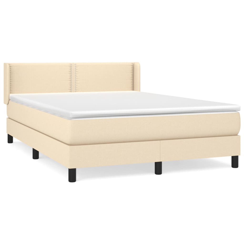 vidaXL Κρεβάτι Boxspring με Στρώμα Κρεμ 140x200 εκ. Υφασμάτινο