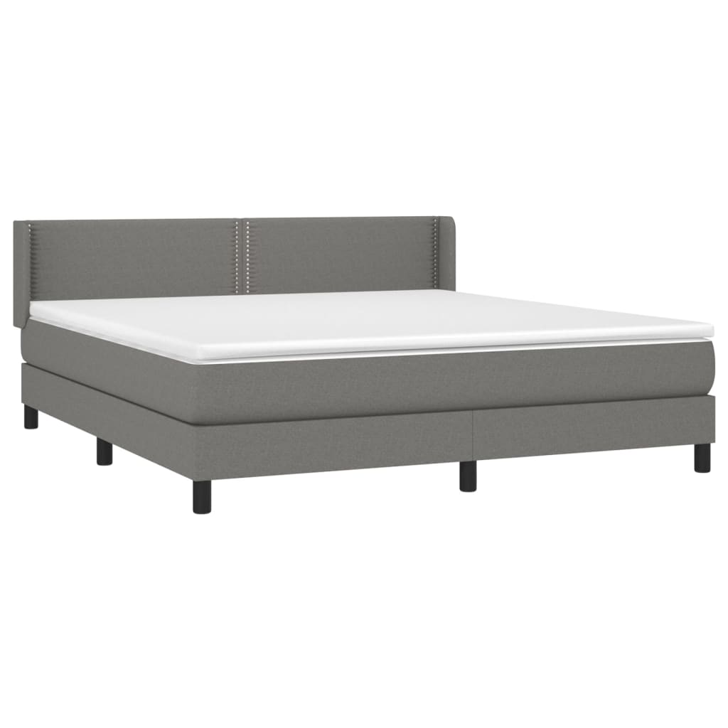 vidaXL Κρεβάτι Boxspring με Στρώμα Σκούρο Γκρι 160x200 εκ Υφασμάτινο