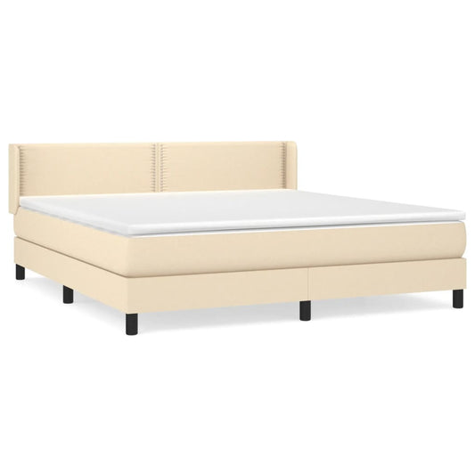 vidaXL Κρεβάτι Boxspring με Στρώμα Κρεμ 180x200 εκ. Υφασμάτινο