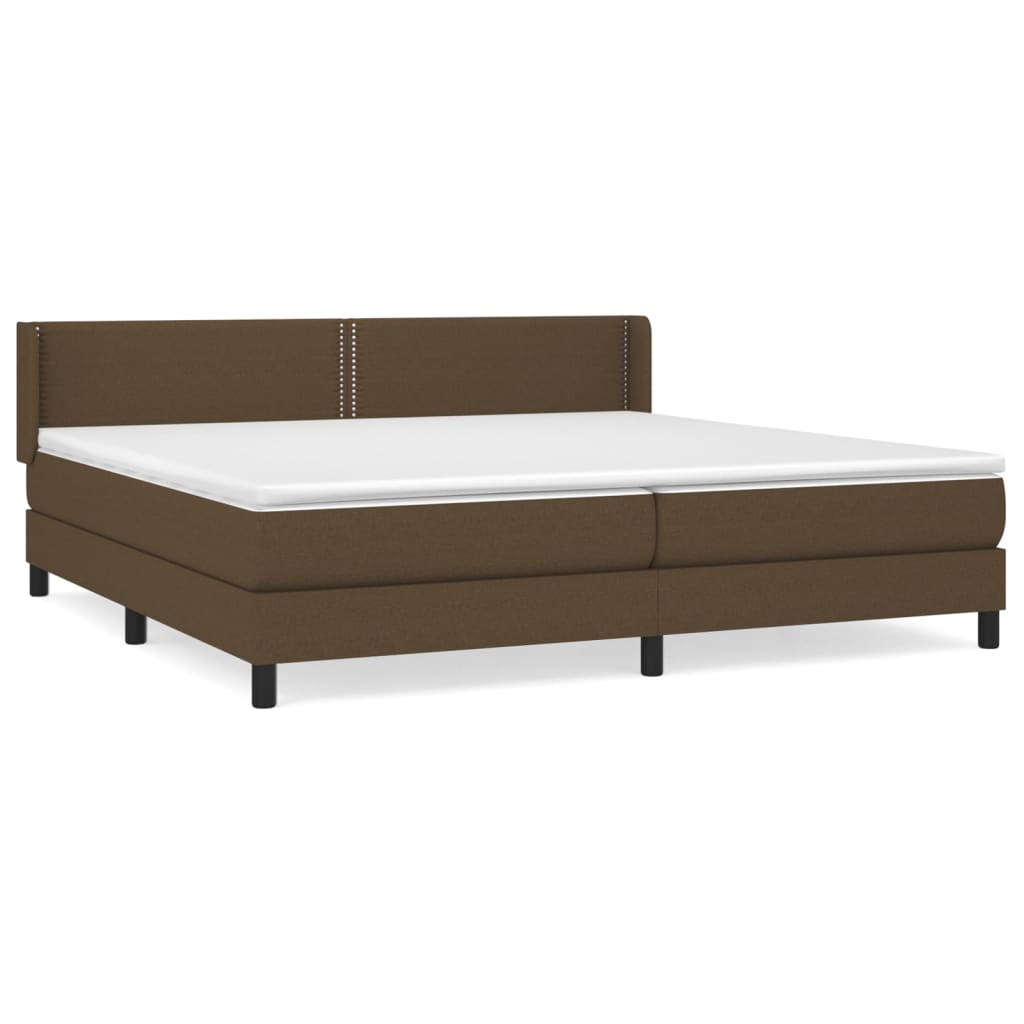 vidaXL Κρεβάτι Boxspring με Στρώμα Σκούρο Καφέ 200x200 εκ. Υφασμάτινο