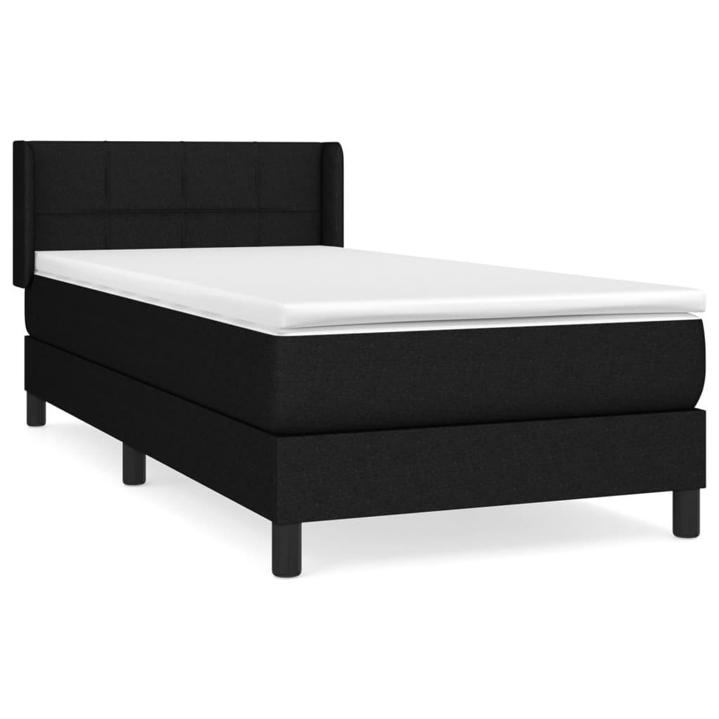 vidaXL Κρεβάτι Boxspring με Στρώμα Μαύρο 90x200 εκ. Υφασμάτινο