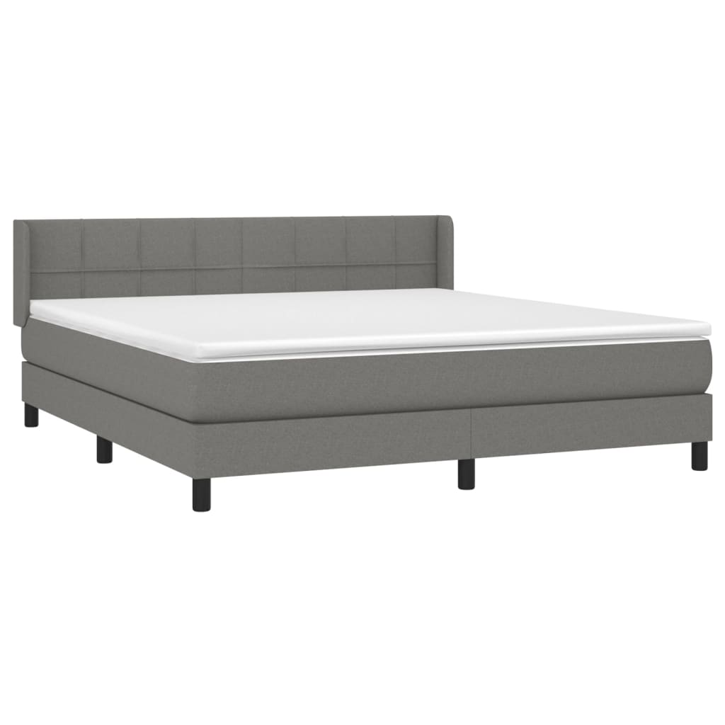 vidaXL Κρεβάτι Boxspring με Στρώμα Σκούρο Γκρι 180x200 εκ Υφασμάτιν