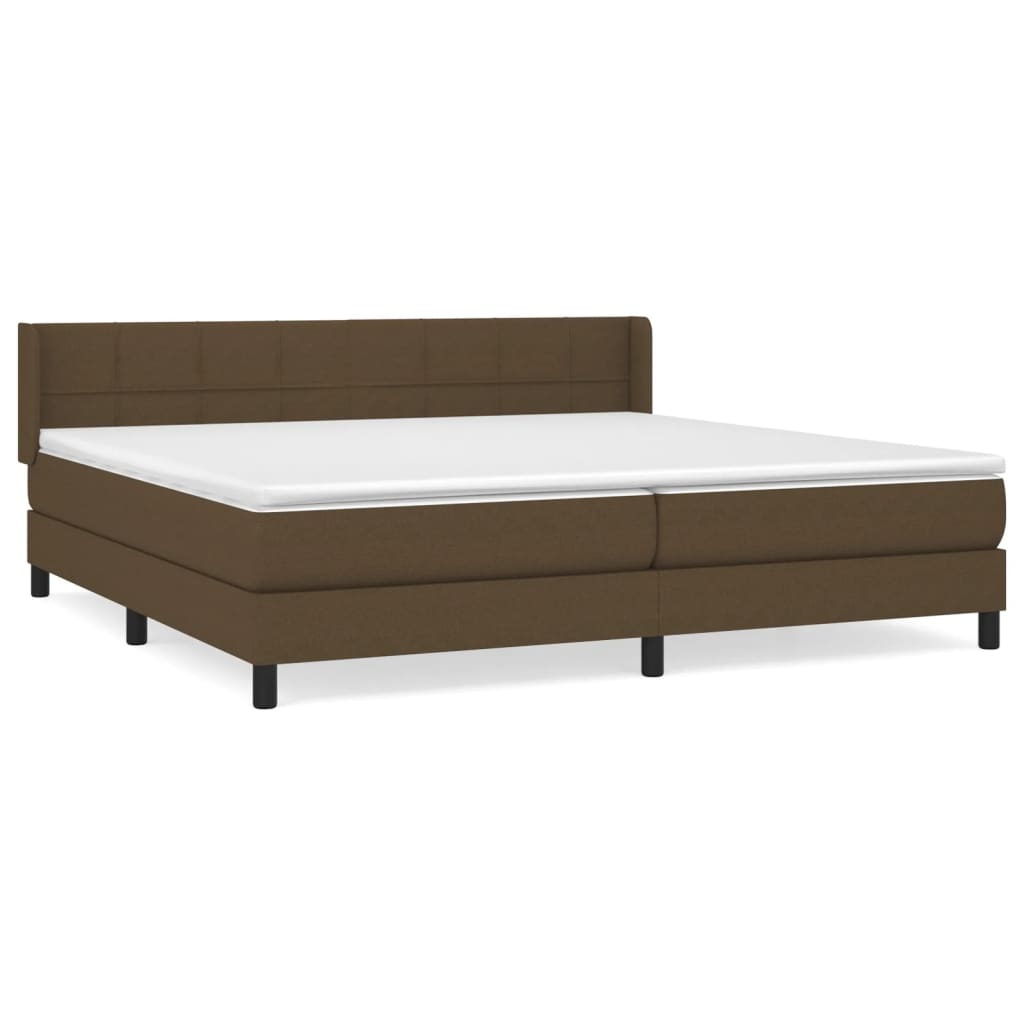 vidaXL Κρεβάτι Boxspring με Στρώμα Σκούρο Καφέ 200x200 εκ. Υφασμάτινο