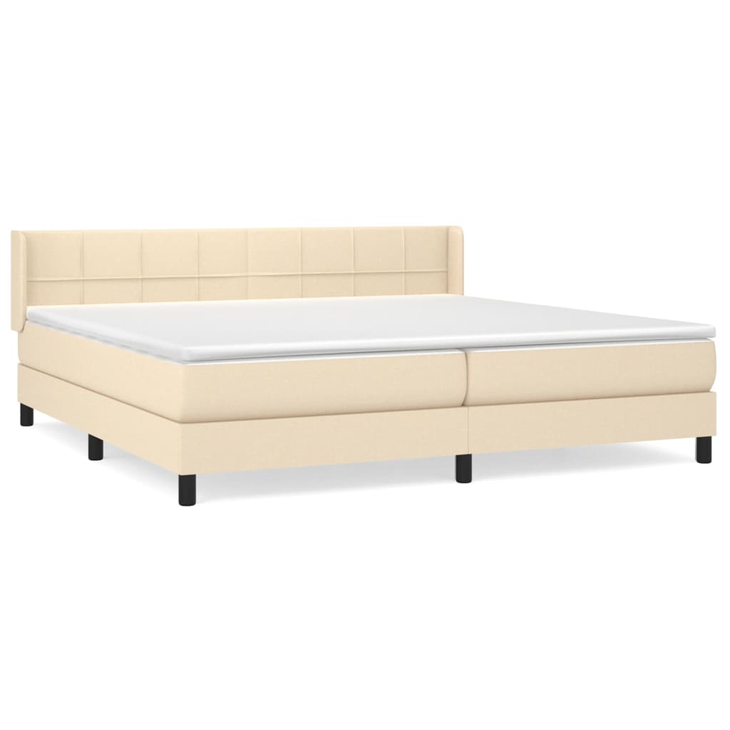 vidaXL Κρεβάτι Boxspring με Στρώμα Κρεμ 200x200 εκ. Υφασμάτινο