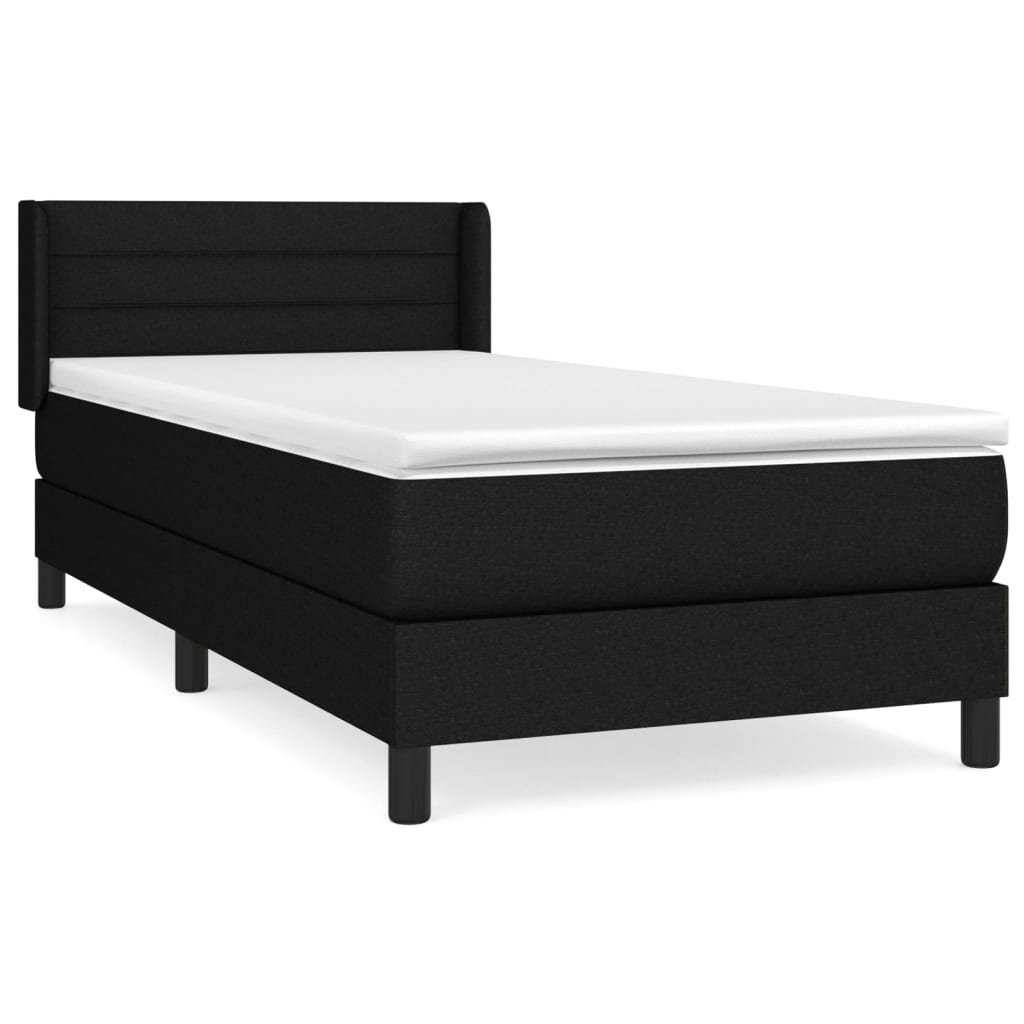 vidaXL Κρεβάτι Boxspring με Στρώμα Μαύρο 90x200 εκ. Υφασμάτινο