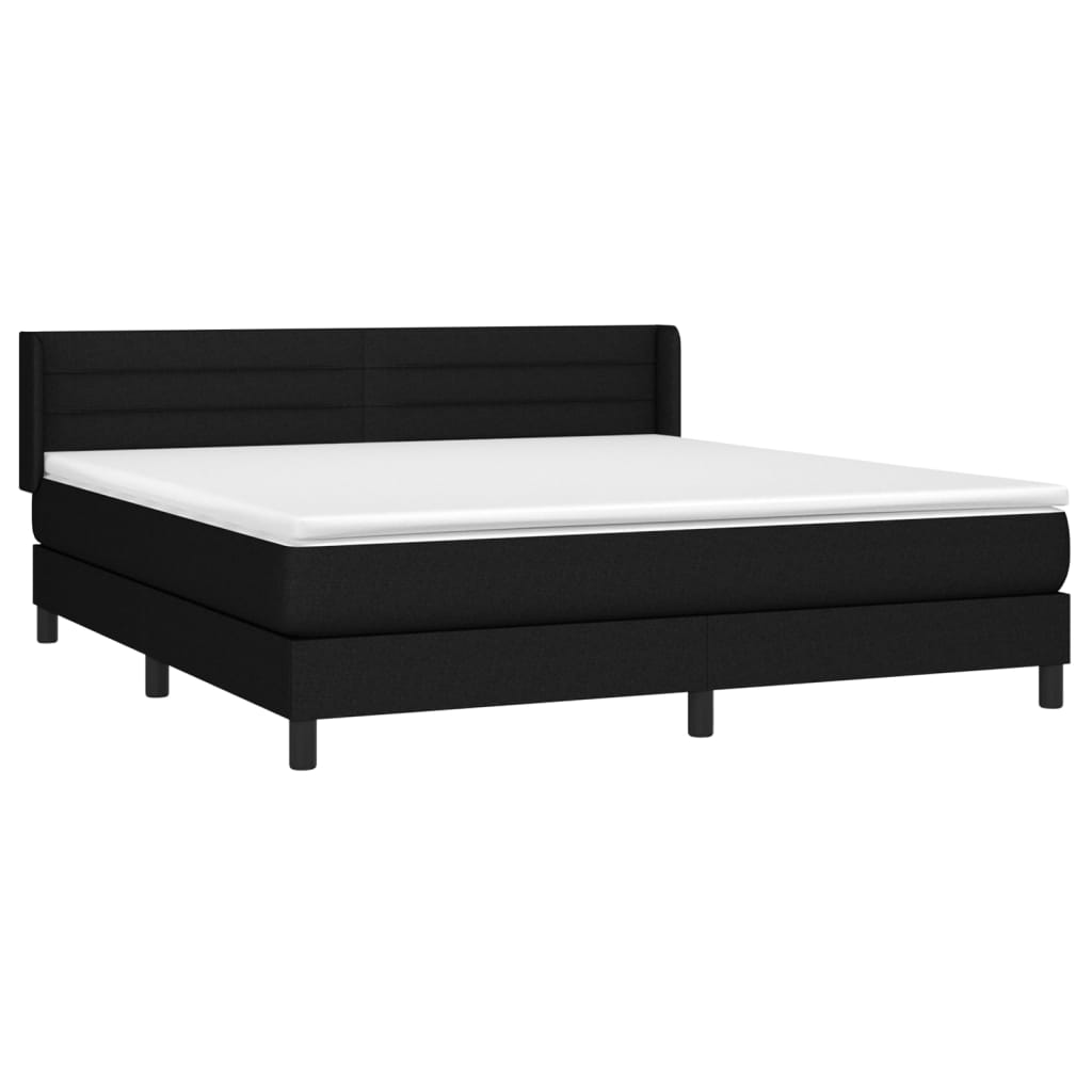vidaXL Κρεβάτι Boxspring με Στρώμα Μαύρο 160x200 εκ. Υφασμάτινο