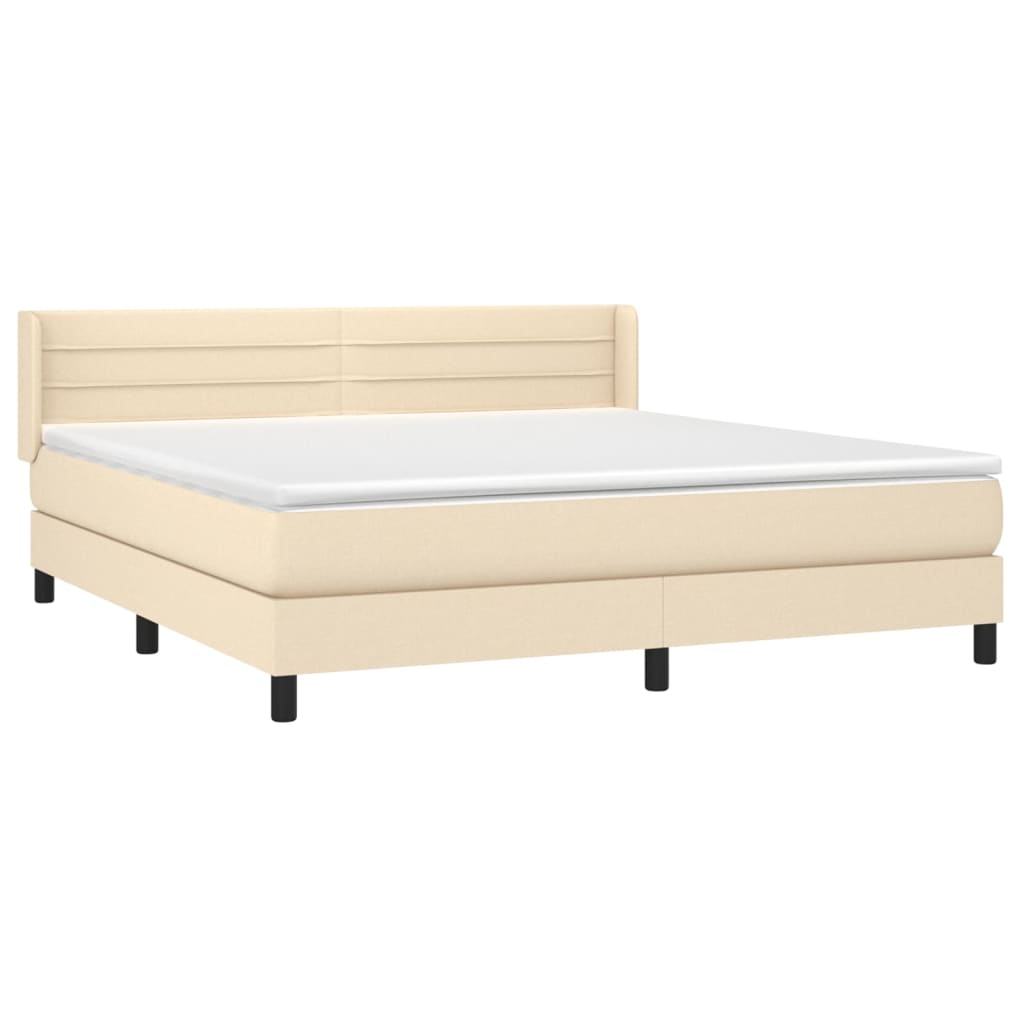 vidaXL Κρεβάτι Boxspring με Στρώμα Κρεμ 160x200 εκ. Υφασμάτινο
