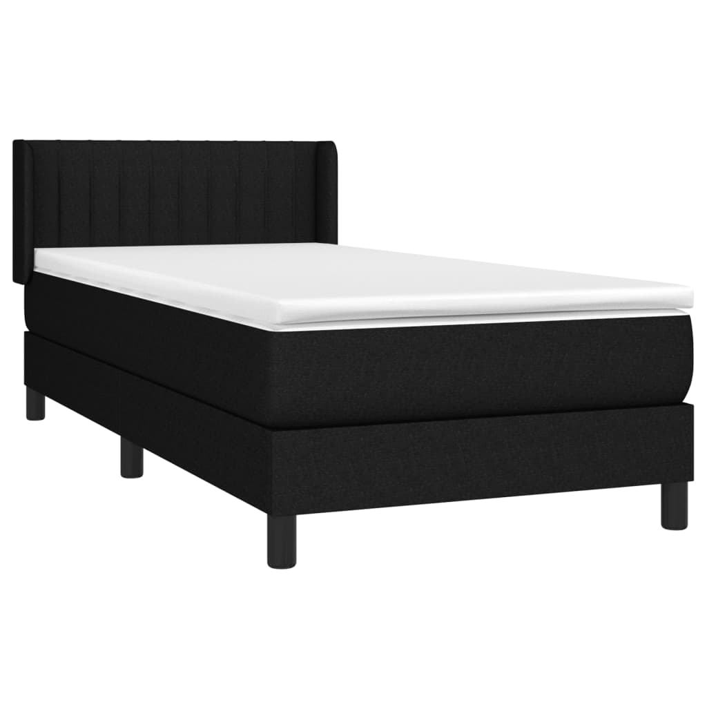 vidaXL Κρεβάτι Boxspring με Στρώμα Μαύρο 100 x 200 εκ. Υφασμάτινο