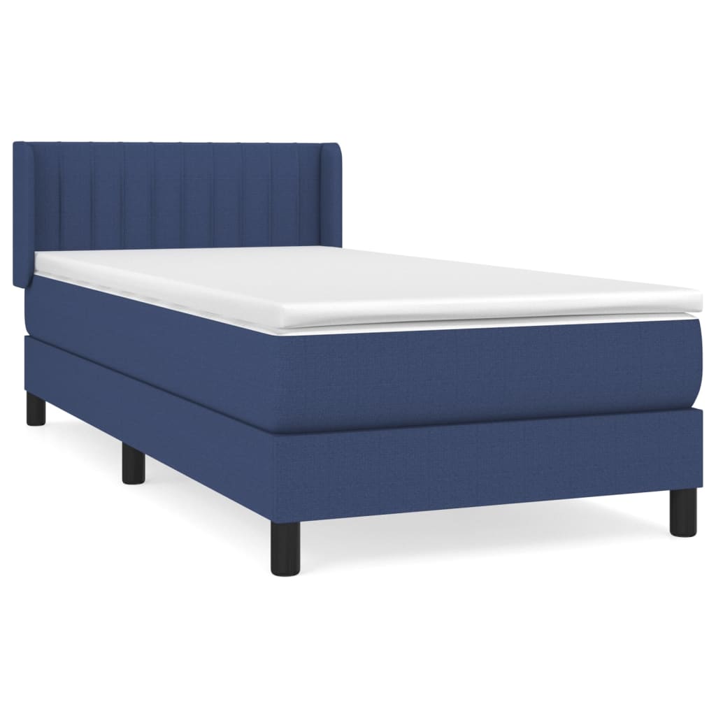 vidaXL Κρεβάτι Boxspring με Στρώμα Μπλε 100 x 200 εκ. Υφασμάτινο