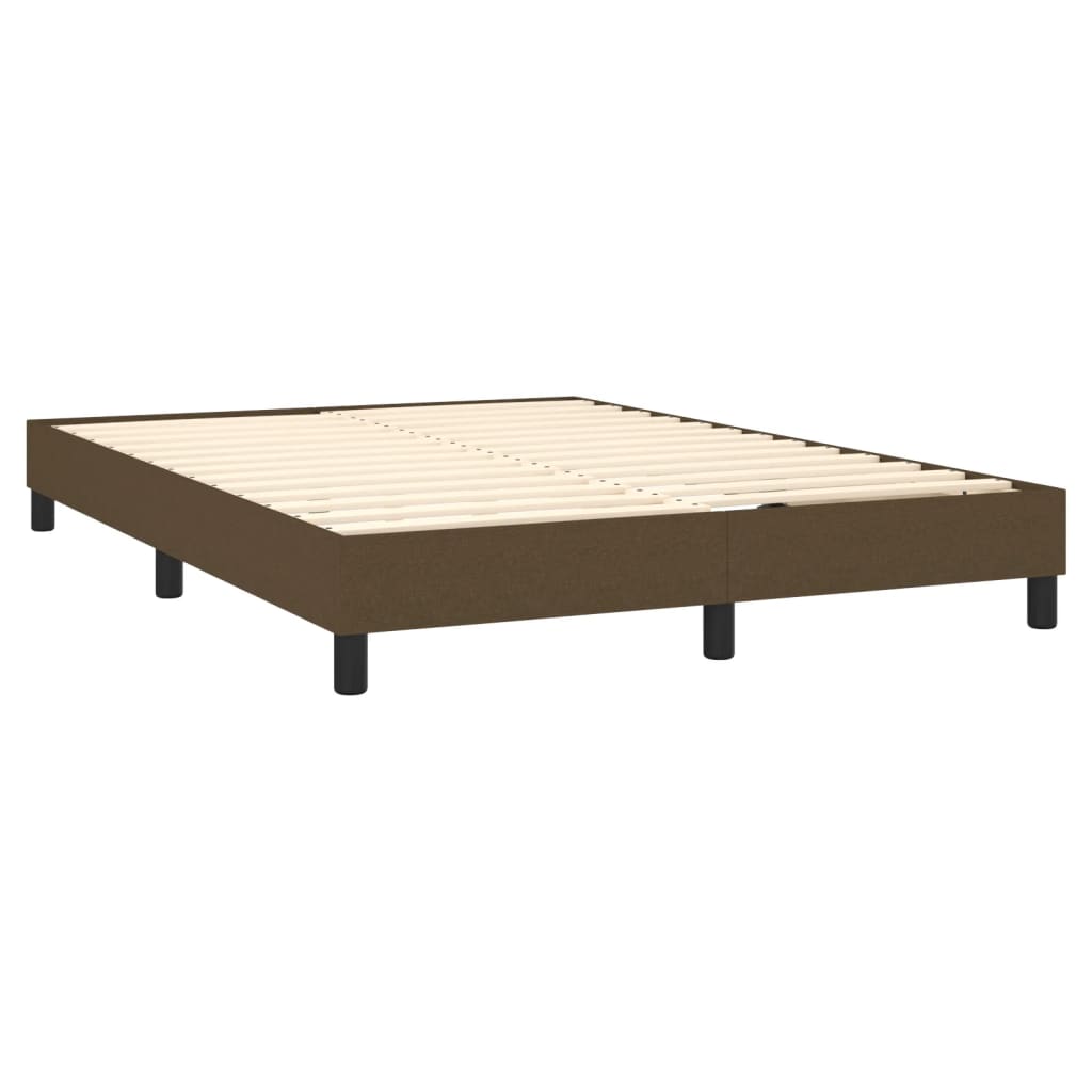 vidaXL Κρεβάτι Boxspring με Στρώμα Σκούρο Καφέ 140x190 εκ. Υφασμάτινο