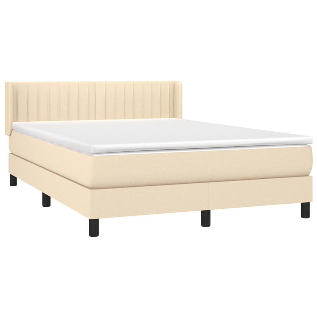 vidaXL Κρεβάτι Boxspring με Στρώμα Κρεμ 140x190 εκ. Υφασμάτινο