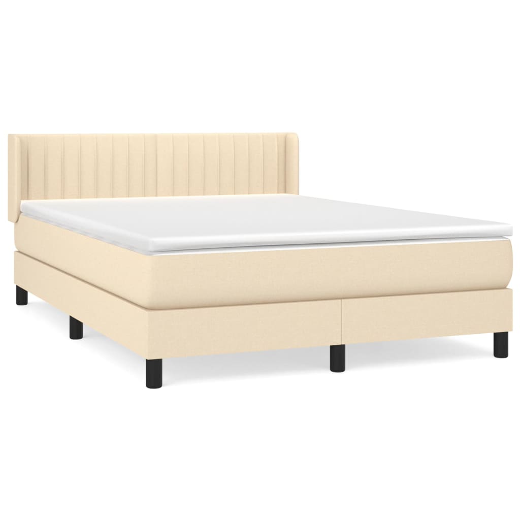 vidaXL Κρεβάτι Boxspring με Στρώμα Κρεμ 140x200 εκ. Υφασμάτινο