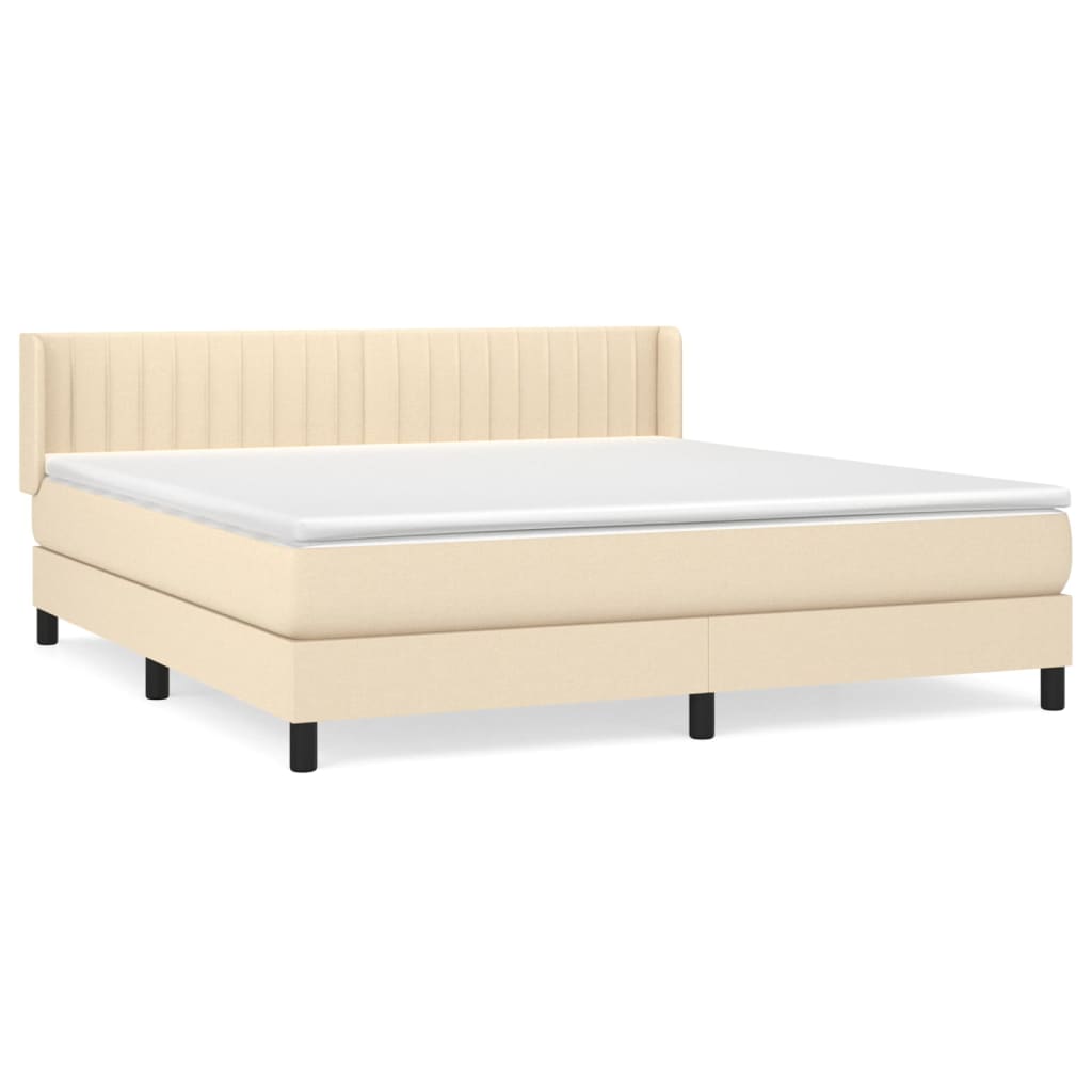 vidaXL Κρεβάτι Boxspring με Στρώμα Κρεμ 160x200 εκ. Υφασμάτινο