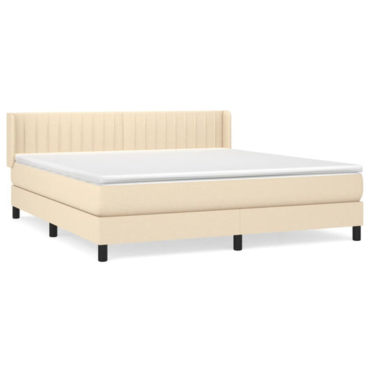vidaXL Κρεβάτι Boxspring με Στρώμα Κρεμ 160x200 εκ. Υφασμάτινο