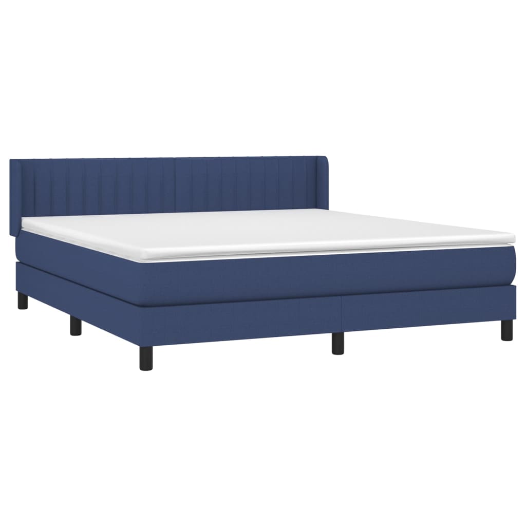 vidaXL Κρεβάτι Boxspring με Στρώμα Μπλε 160x200 εκ. Υφασμάτινο