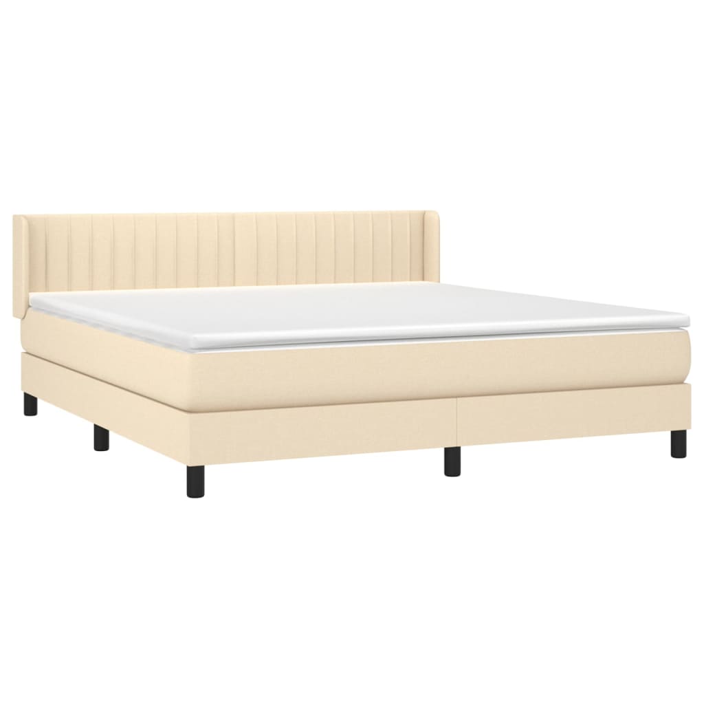 vidaXL Κρεβάτι Boxspring με Στρώμα Κρεμ 180x200 εκ. Υφασμάτινο