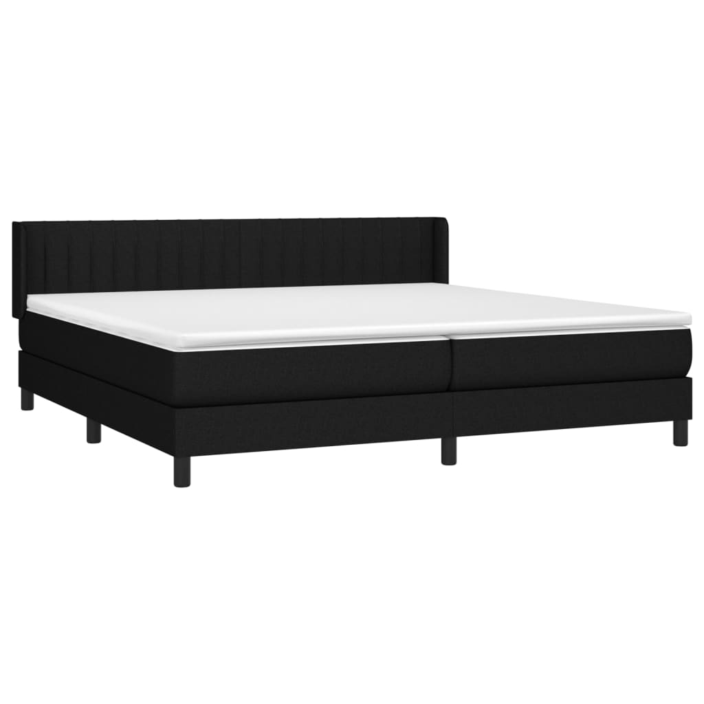 vidaXL Κρεβάτι Boxspring με Στρώμα Μαύρο 200x200 εκ. Υφασμάτινο