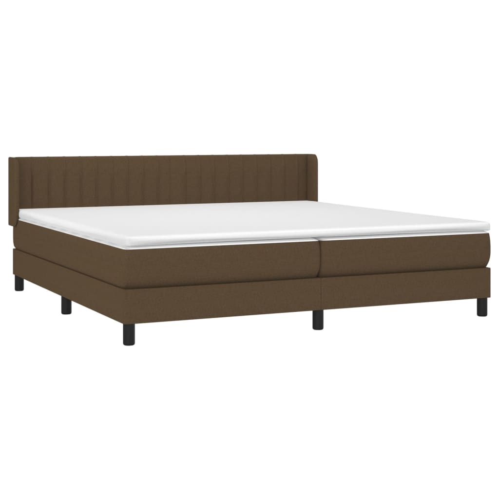 vidaXL Κρεβάτι Boxspring με Στρώμα Σκούρο Καφέ 200x200 εκ. Υφασμάτινο