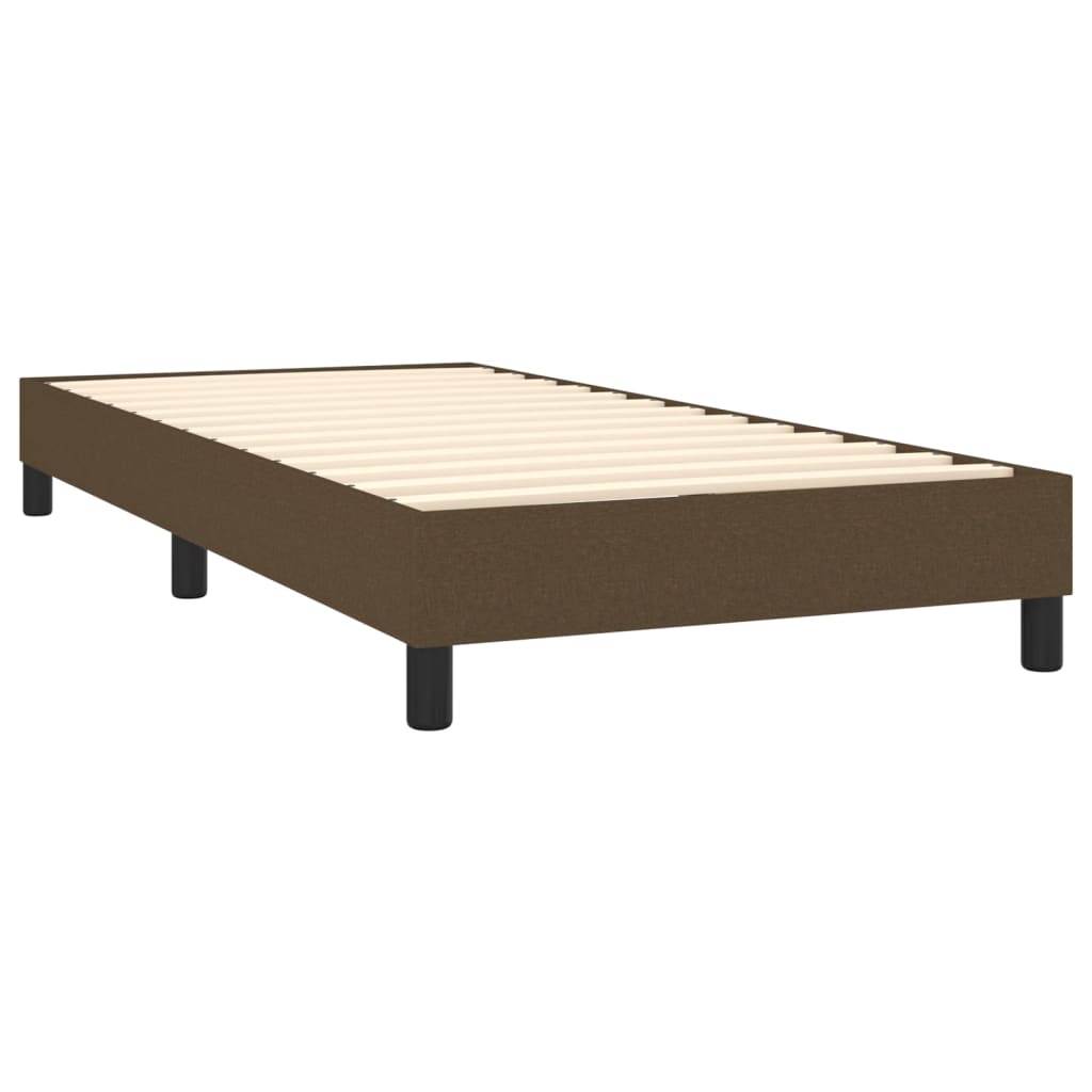 vidaXL Κρεβάτι Boxspring με Στρώμα Σκούρο Καφέ 90x190 εκ. Υφασμάτινο