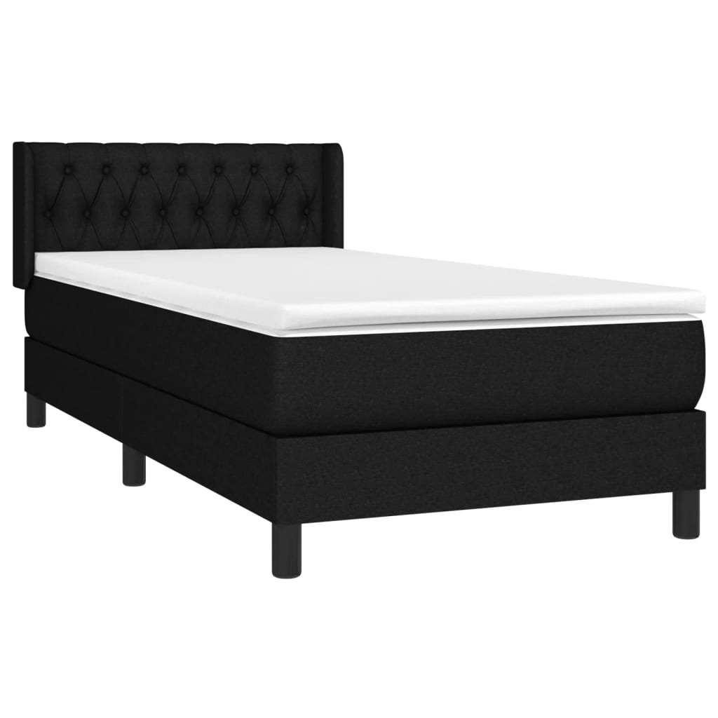 vidaXL Κρεβάτι Boxspring με Στρώμα Μαύρο 100 x 200 εκ. Υφασμάτινο
