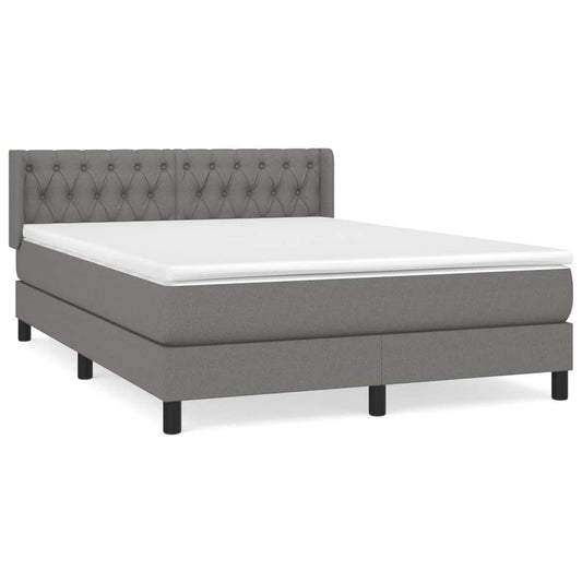vidaXL Κρεβάτι Boxspring με Στρώμα Σκούρο Γκρι 140x190 εκ. Υφασμάτινο