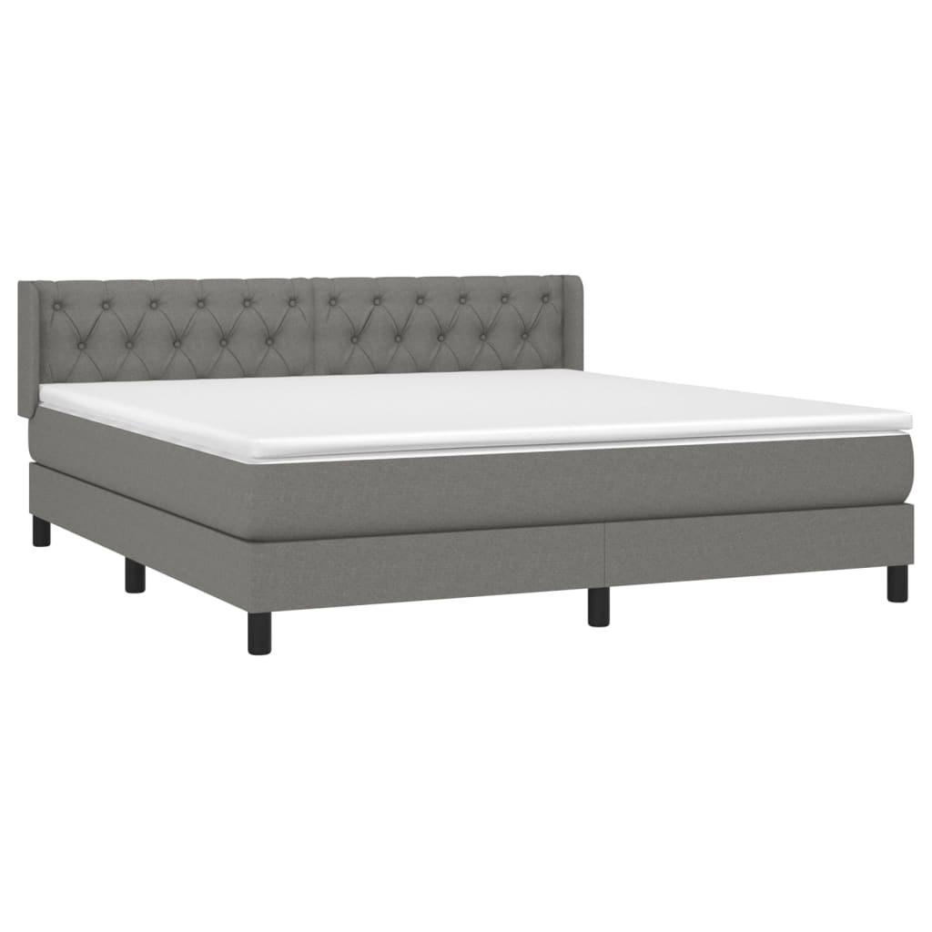 vidaXL Κρεβάτι Boxspring με Στρώμα Σκούρο Γκρι 160x200 εκ Υφασμάτινο