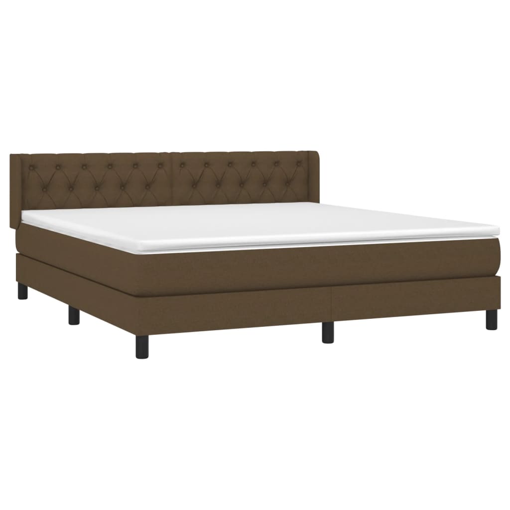 vidaXL Κρεβάτι Boxspring με Στρώμα Σκούρο Καφέ 160x200 εκ Υφασμάτινο