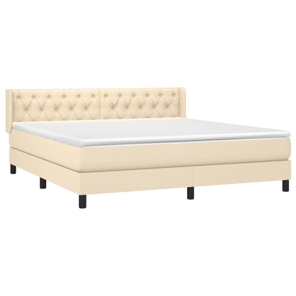 vidaXL Κρεβάτι Boxspring με Στρώμα Κρεμ 160x200 εκ. Υφασμάτινο