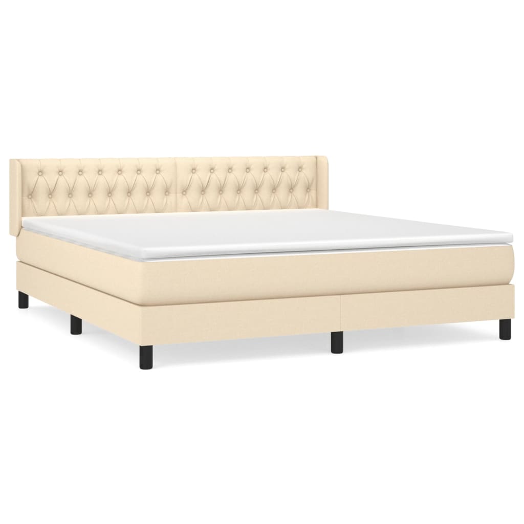 vidaXL Κρεβάτι Boxspring με Στρώμα Κρεμ 180x200 εκ. Υφασμάτινο