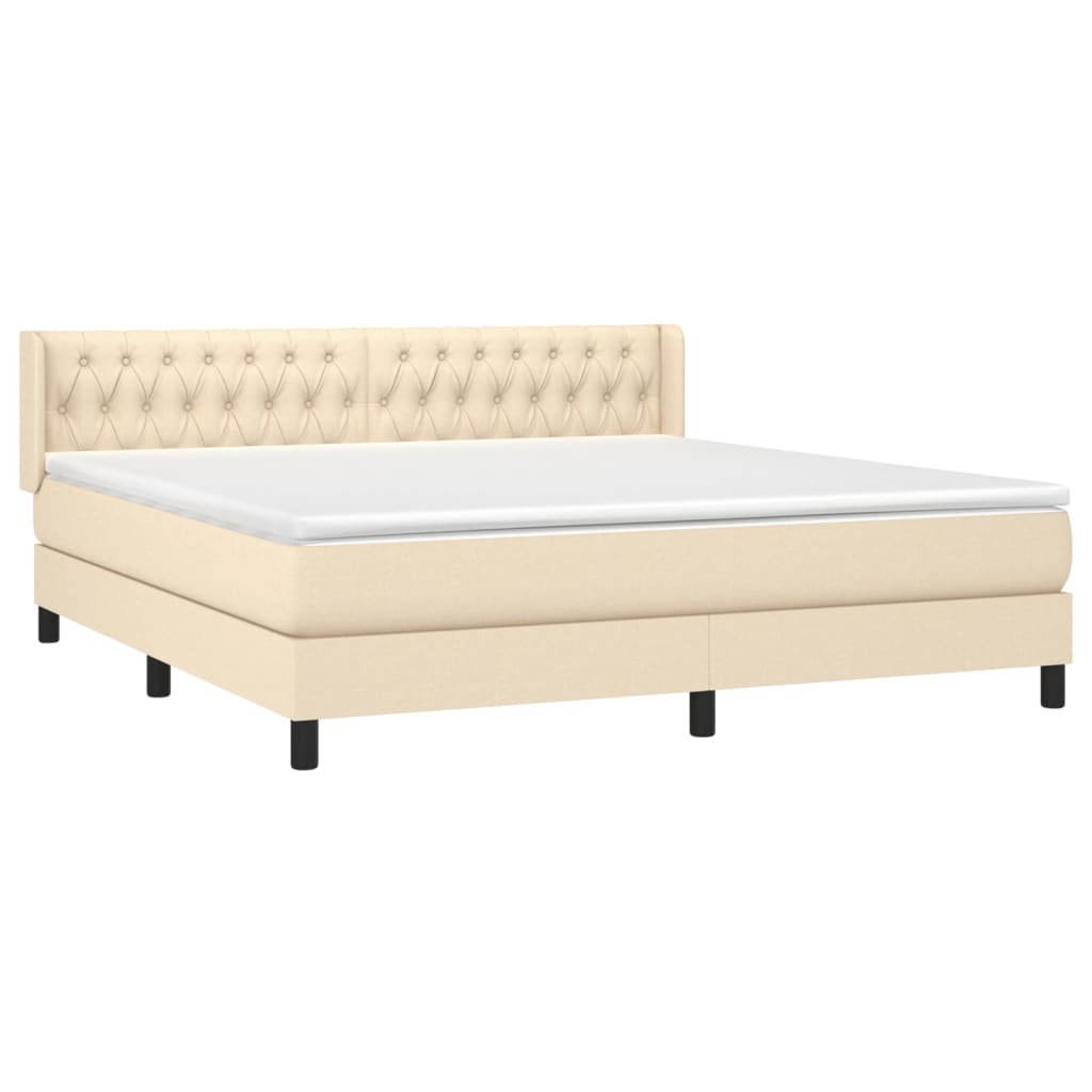 vidaXL Κρεβάτι Boxspring με Στρώμα Κρεμ 180x200 εκ. Υφασμάτινο