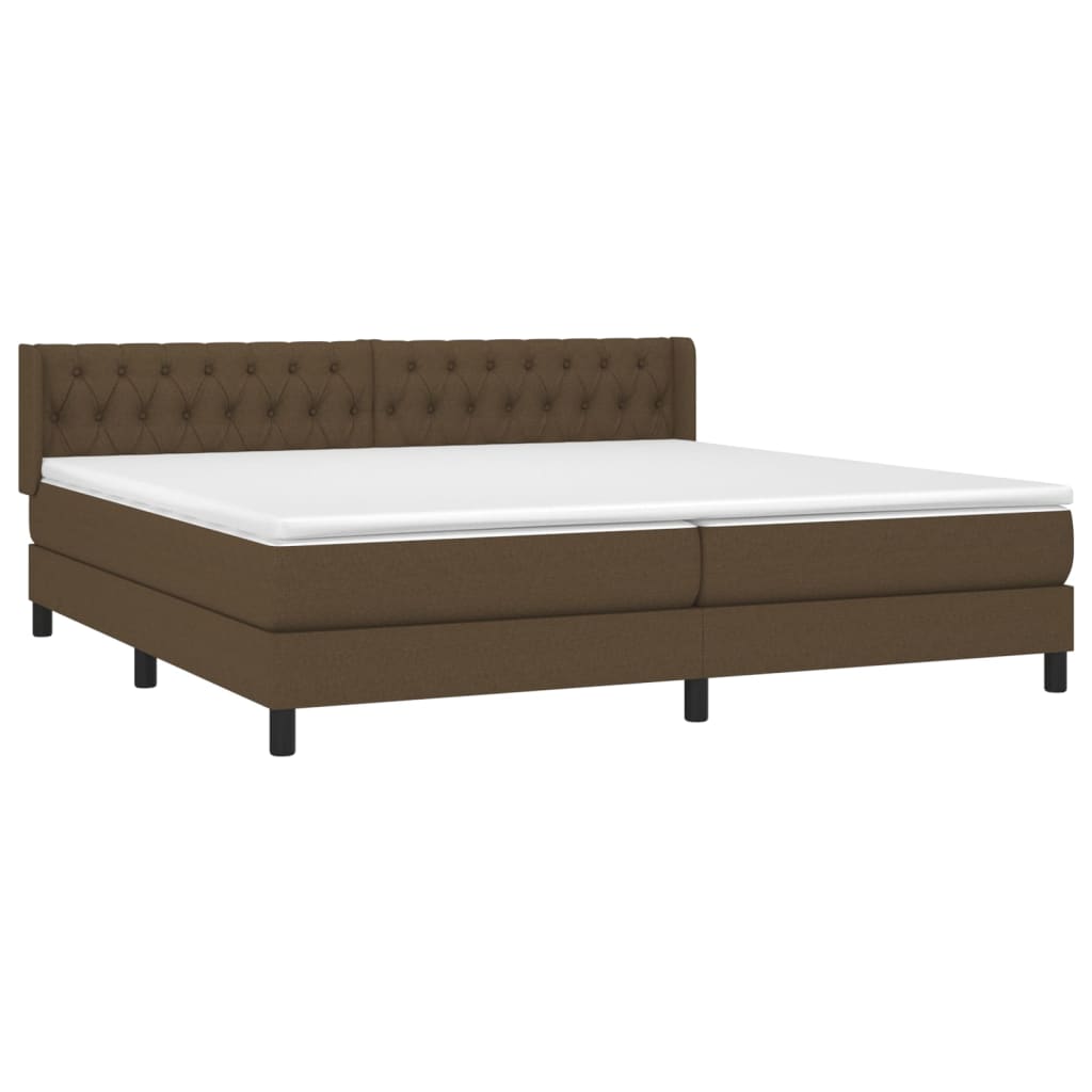vidaXL Κρεβάτι Boxspring με Στρώμα Σκούρο Καφέ 200x200 εκ. Υφασμάτινο