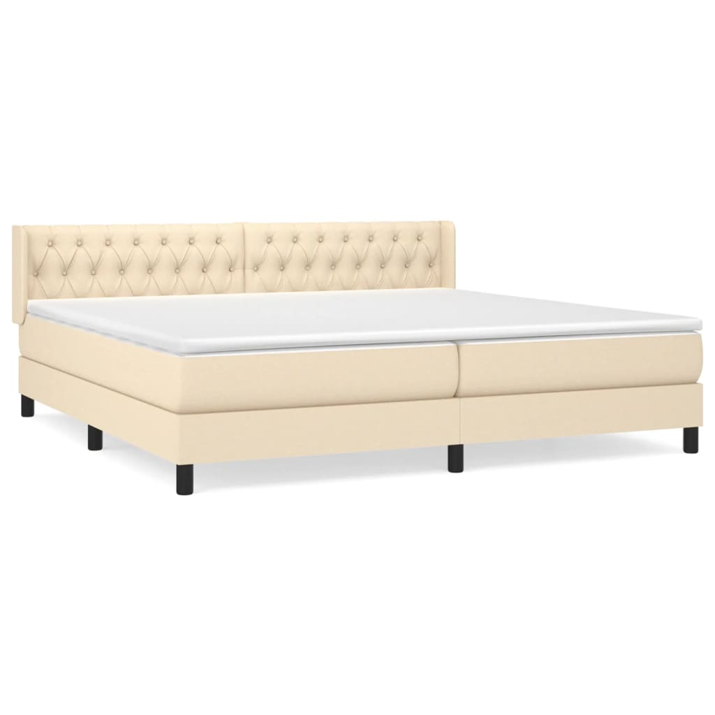 vidaXL Κρεβάτι Boxspring με Στρώμα Κρεμ 200x200 εκ. Υφασμάτινο