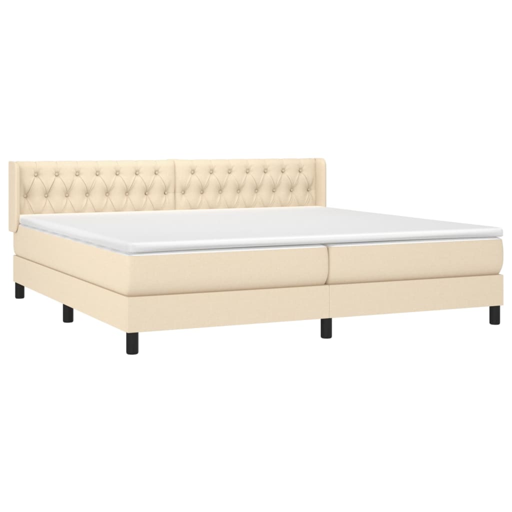 vidaXL Κρεβάτι Boxspring με Στρώμα Κρεμ 200x200 εκ. Υφασμάτινο