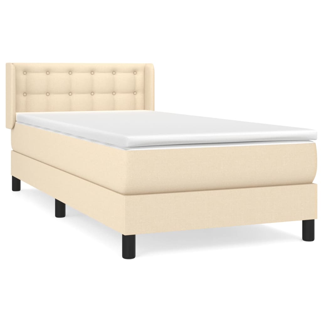 vidaXL Κρεβάτι Boxspring με Στρώμα Κρεμ 80 x 200 εκ. Υφασμάτινο