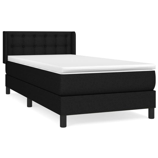 vidaXL Κρεβάτι Boxspring με Στρώμα Μαύρο 100 x 200 εκ. Υφασμάτινο