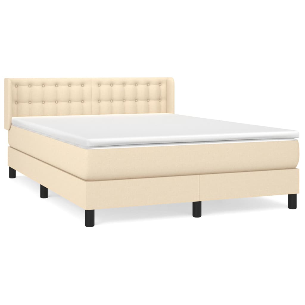 vidaXL Κρεβάτι Boxspring με Στρώμα Κρεμ 140x200 εκ. Υφασμάτινο