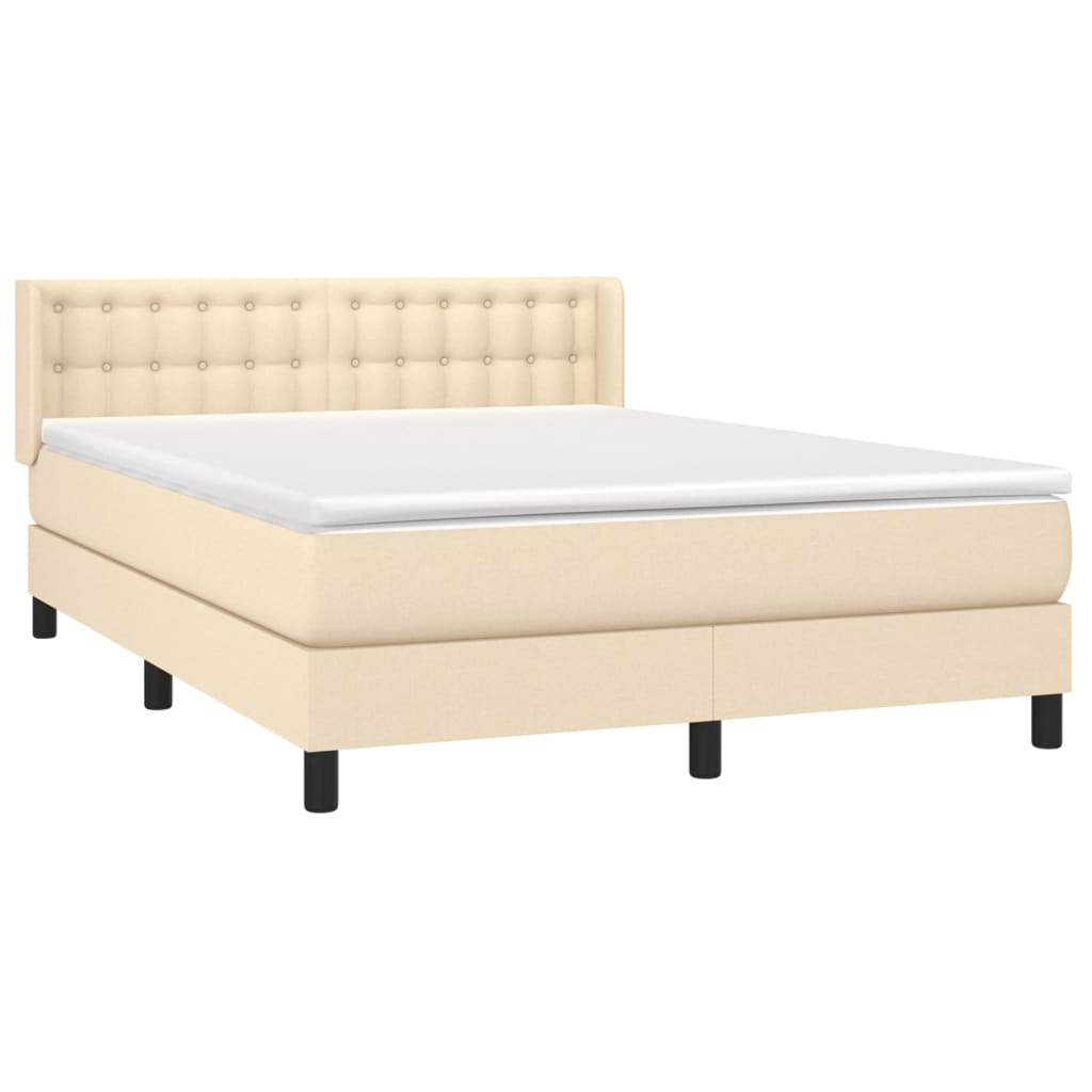 vidaXL Κρεβάτι Boxspring με Στρώμα Κρεμ 140x200 εκ. Υφασμάτινο