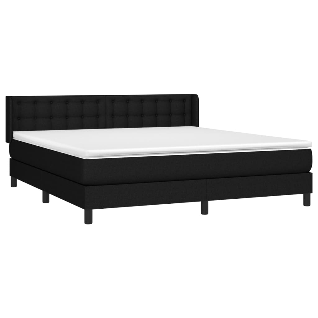 vidaXL Κρεβάτι Boxspring με Στρώμα Μαύρο 180x200 εκ. Υφασμάτινο