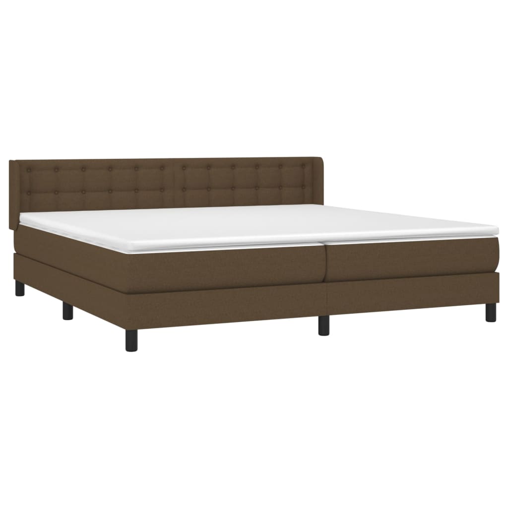 vidaXL Κρεβάτι Boxspring με Στρώμα Σκούρο Καφέ 200x200 εκ. Υφασμάτινο