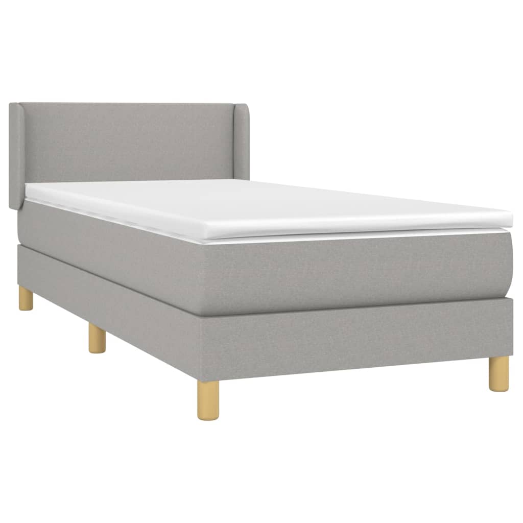 vidaXL Κρεβάτι Boxspring με Στρώμα Ανοιχτό Γκρι 80x200 εκ. Υφασμάτινο