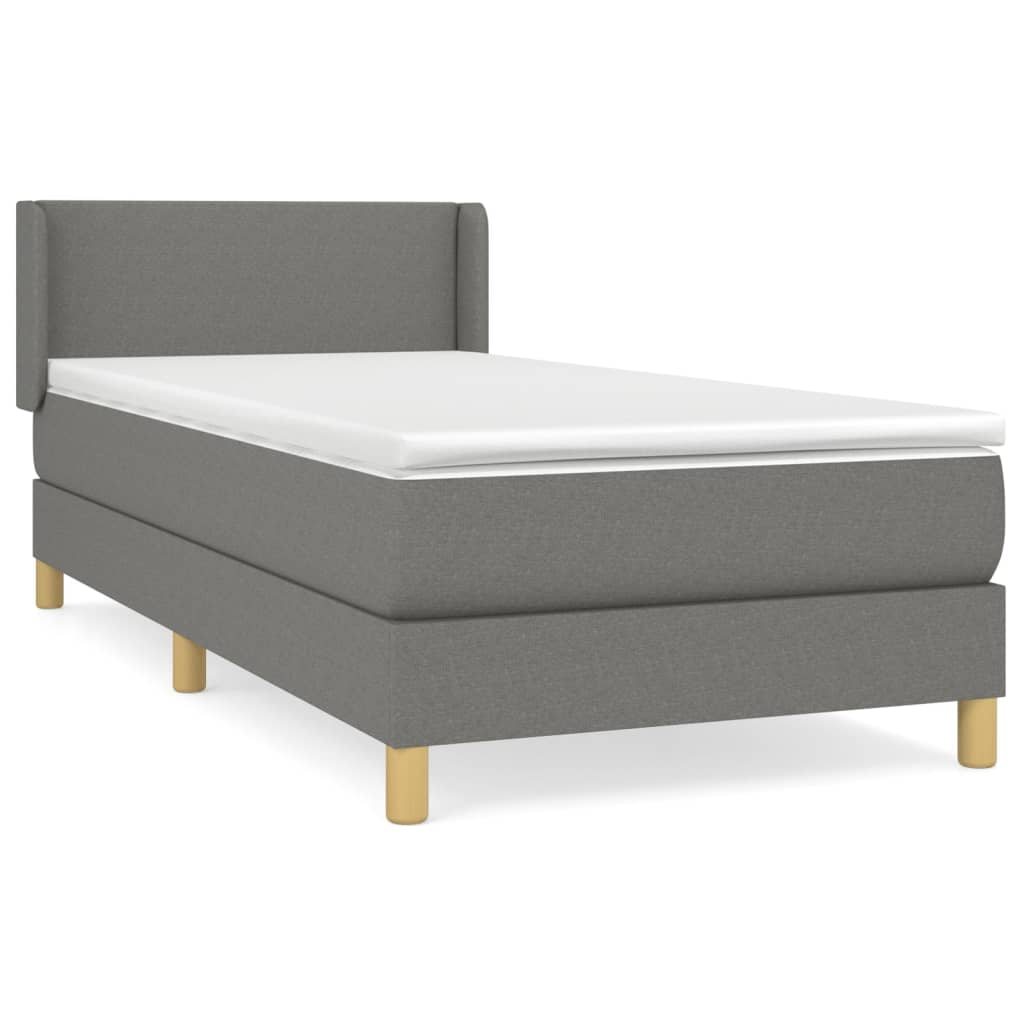 vidaXL Κρεβάτι Boxspring με Στρώμα Σκούρο Γκρι 80x200 εκ. Υφασμάτινο