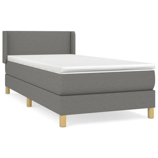 vidaXL Κρεβάτι Boxspring με Στρώμα Σκούρο Γκρι 90x200 εκ. Υφασμάτινο
